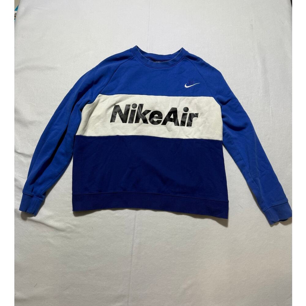 Nike Air Royal Blue, Blue, White Colour Block Crew Neck Men's Size L